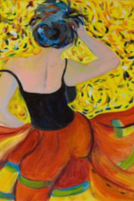Kleurrijke afbeelding van dansende vrouw