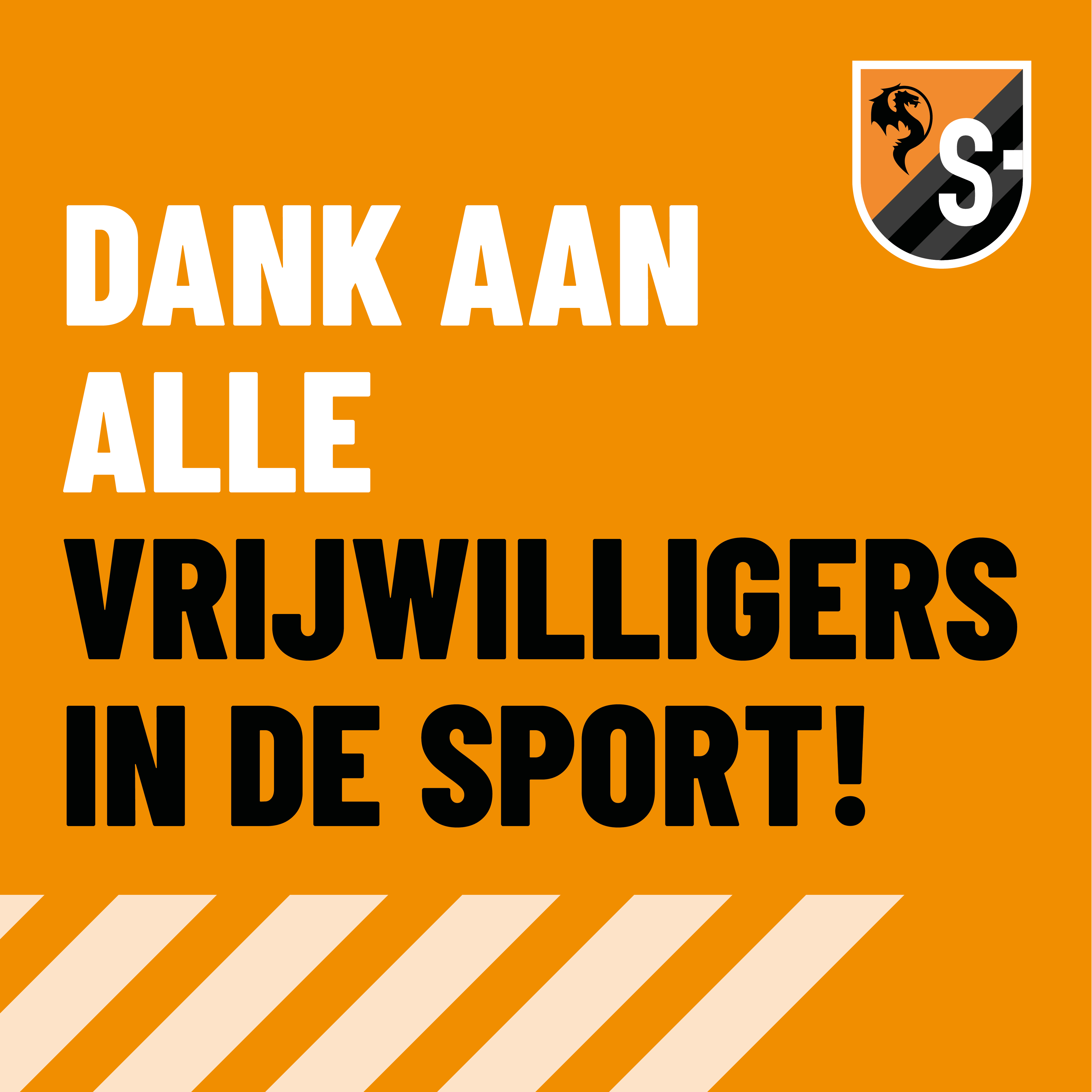 Affiche waar op staat: Dank aan alle vrijwilligers in de sport. Rechtsboven het ´S-PORT-logo