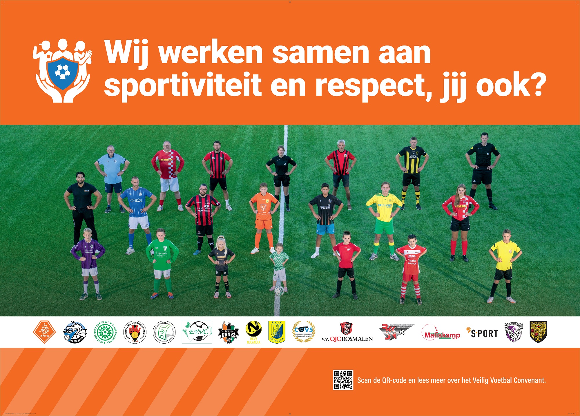 Bord van alle samenwerkingspartners die voetbalverenigingen aanmoedigen om op te staan voor een veilige en respectvolle voetbalomgeving in ’s-Hertogenbosch.
